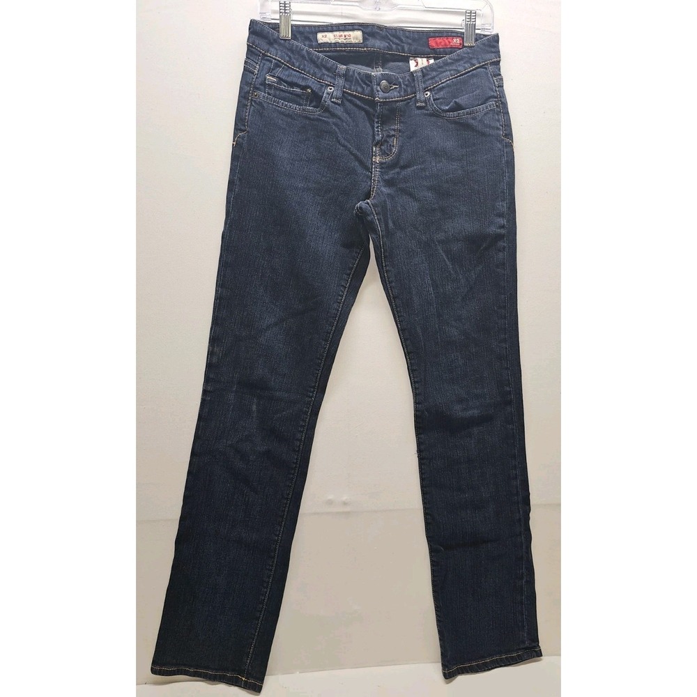 Express X2 Jeans Womens 10W Slim Low Rise Straight Leg Dark Wash Stretch Blue